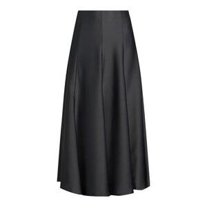 NWOT, SZ M, Matte Satin A-Line Midi Skirt, Charcoal Gray